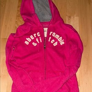 Abercrombie & Fitch Pink Zip-Up Hoodie Sweatshirt